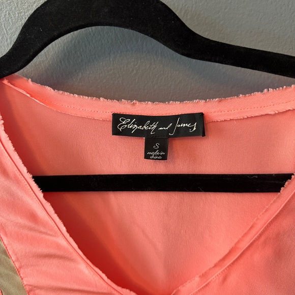 ELIZABETH AND JAMES 100% silk peach silk top with sheer panels, sz small - Picture 8 of 10